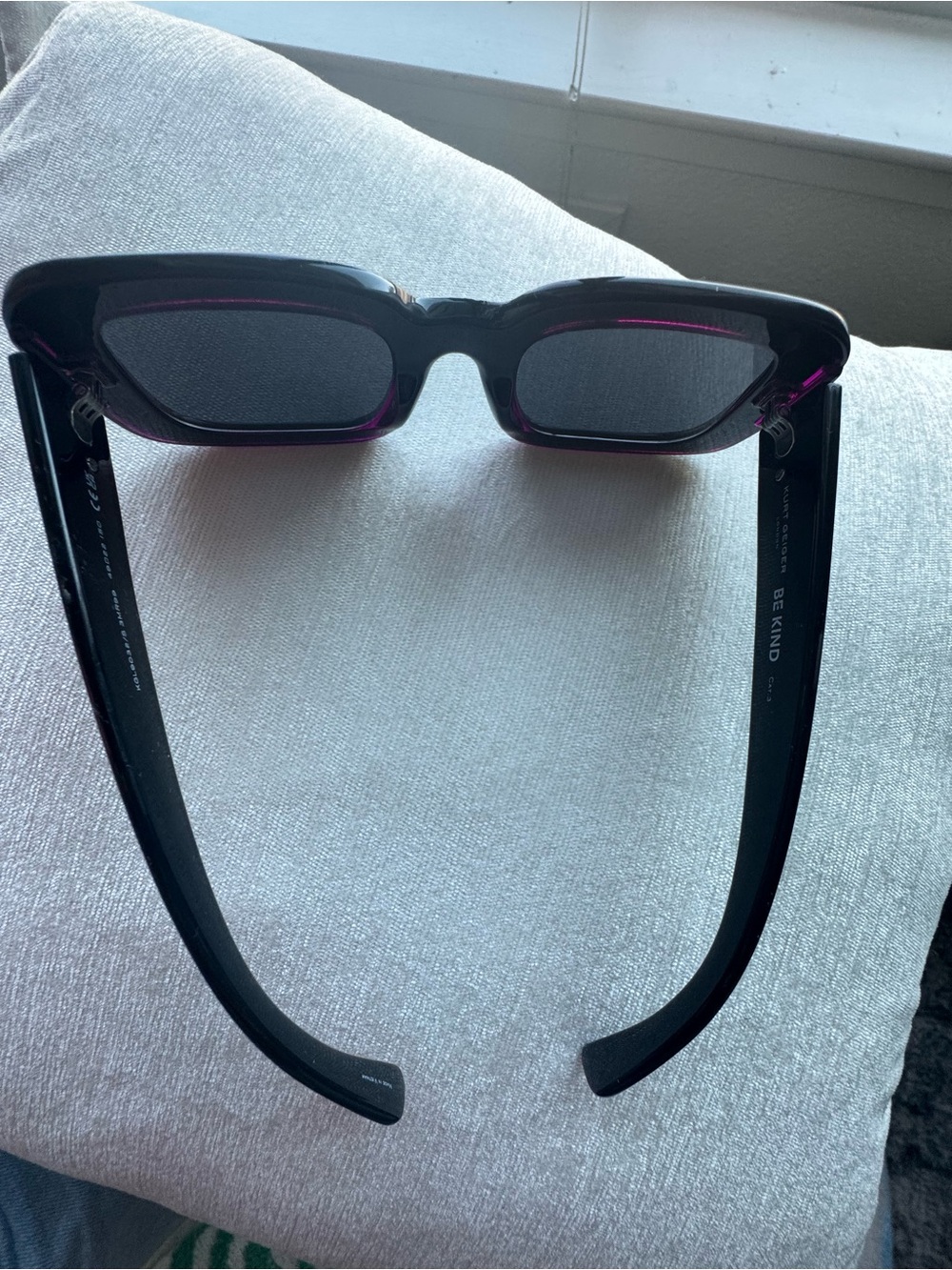 Kurt Geiger Women's 49mm Rectangular Sunglasses - Black/ Fuchsia Crystal Bilayer - Picture 5 of 6